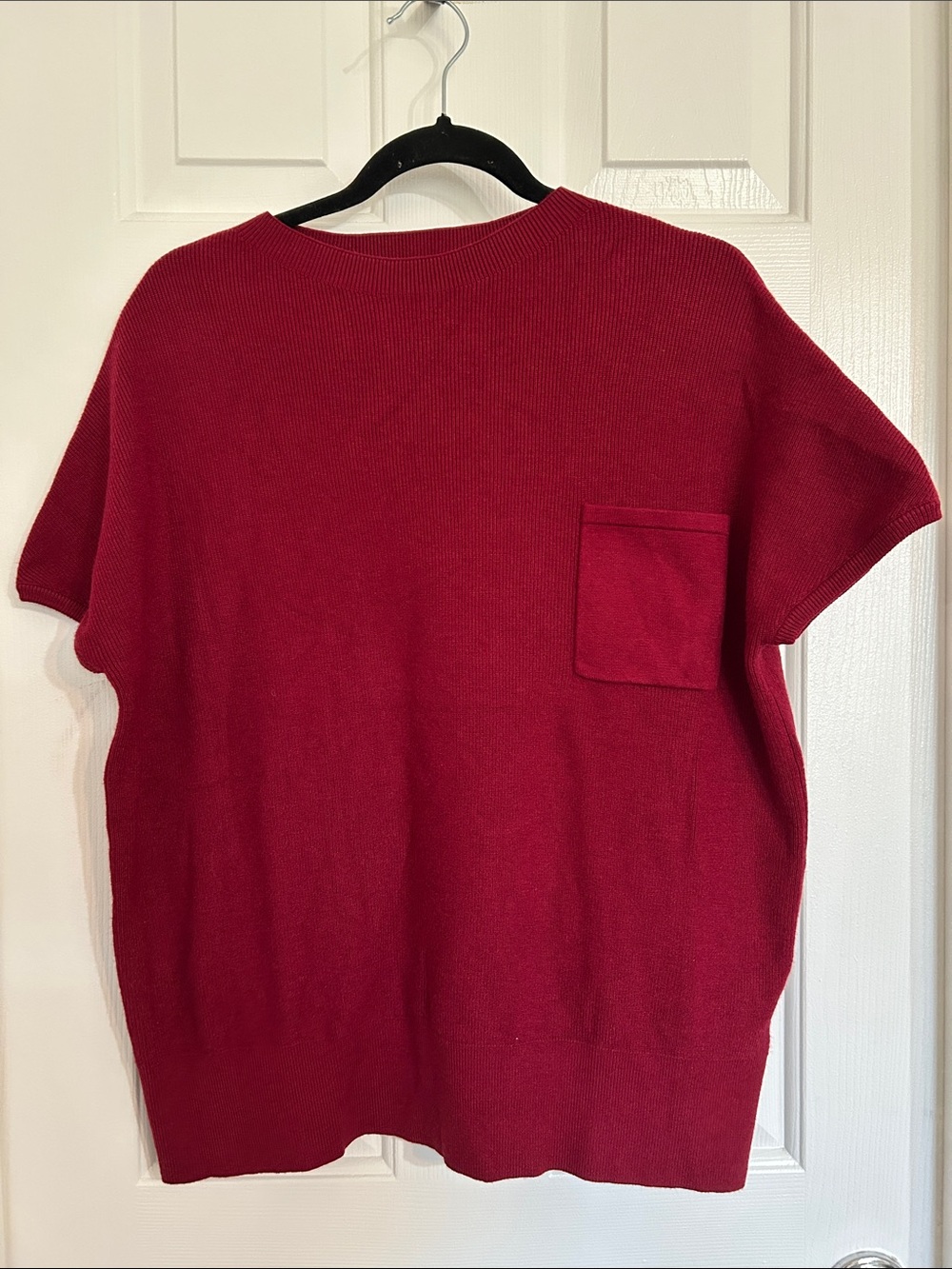 Love Olive Co Ribbed Short-Sleeve Top in Deep Wine